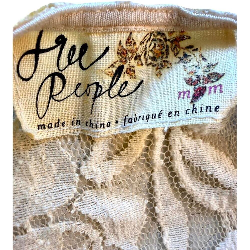 Free People Miles of Lace Cream Dress Cottagecore Boho Bridal  Sz M Mini - Picture 6 of 8